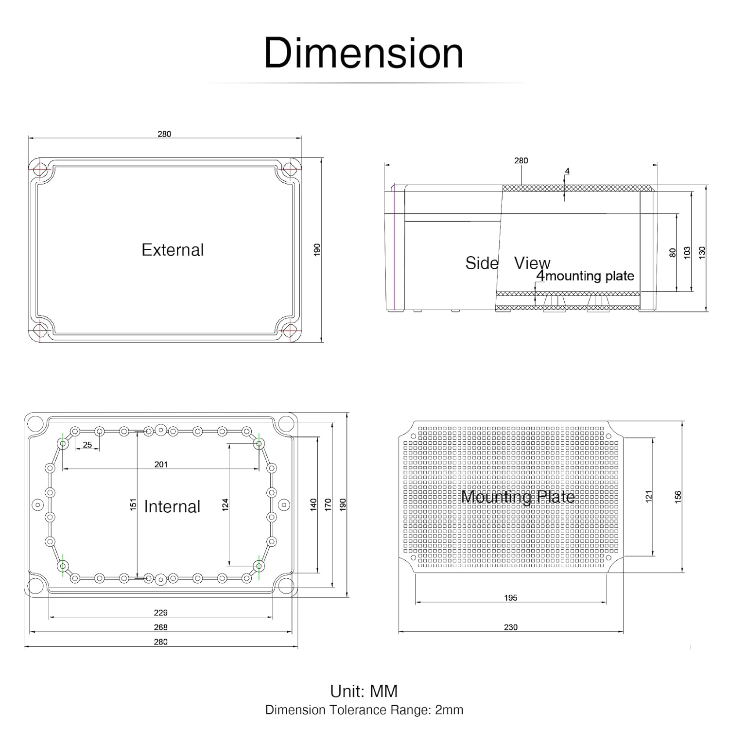 QILIPSU Outdoor Junction Box IP67 Waterproof Project Box ABS Plastic Weatherproof Electrical Enclosure Gray Cover (11"x7.5"x5.1")