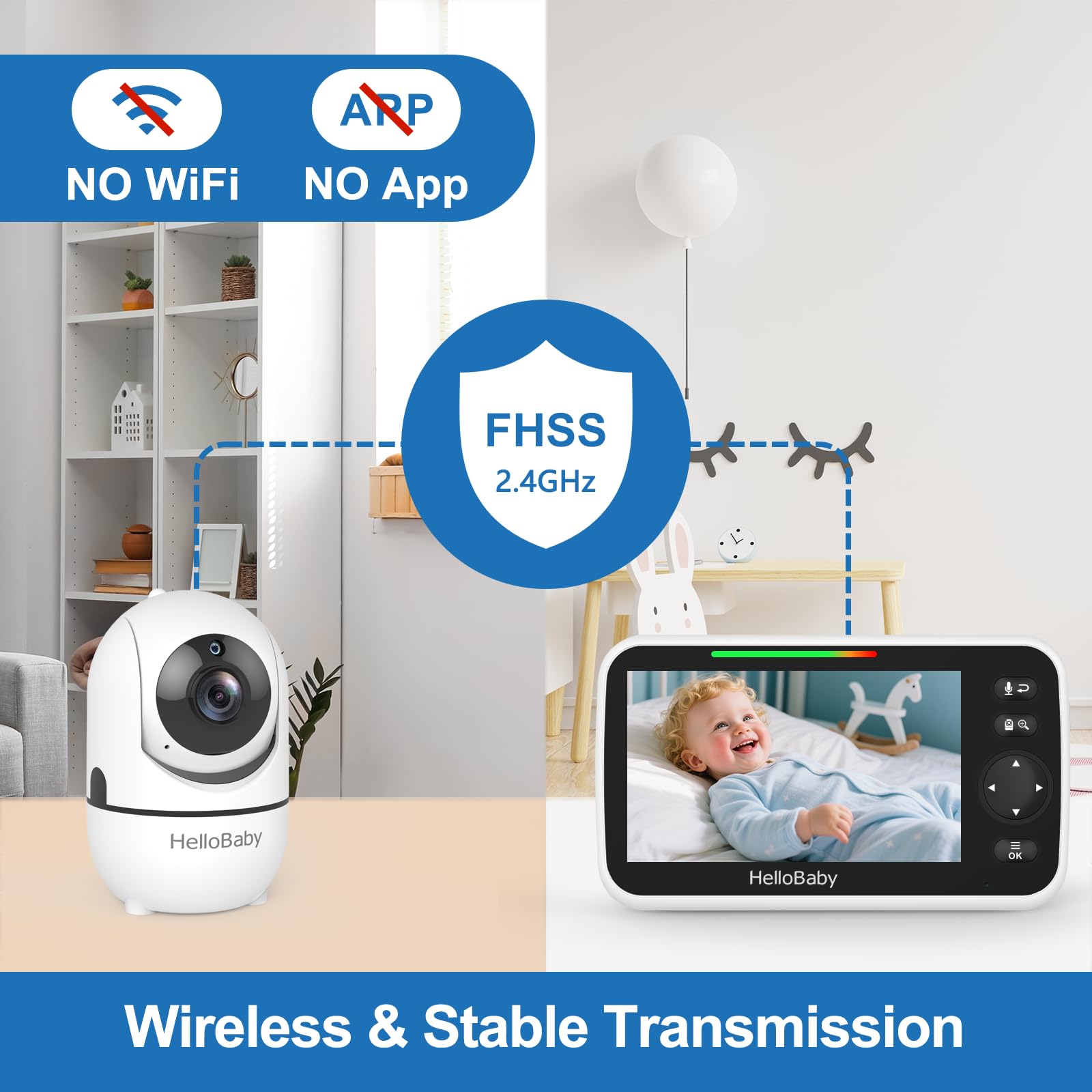 HelloBaby No WiFi Baby Monitor Camera and Audio HB6550, 5" Video Screen — Amazon image 5