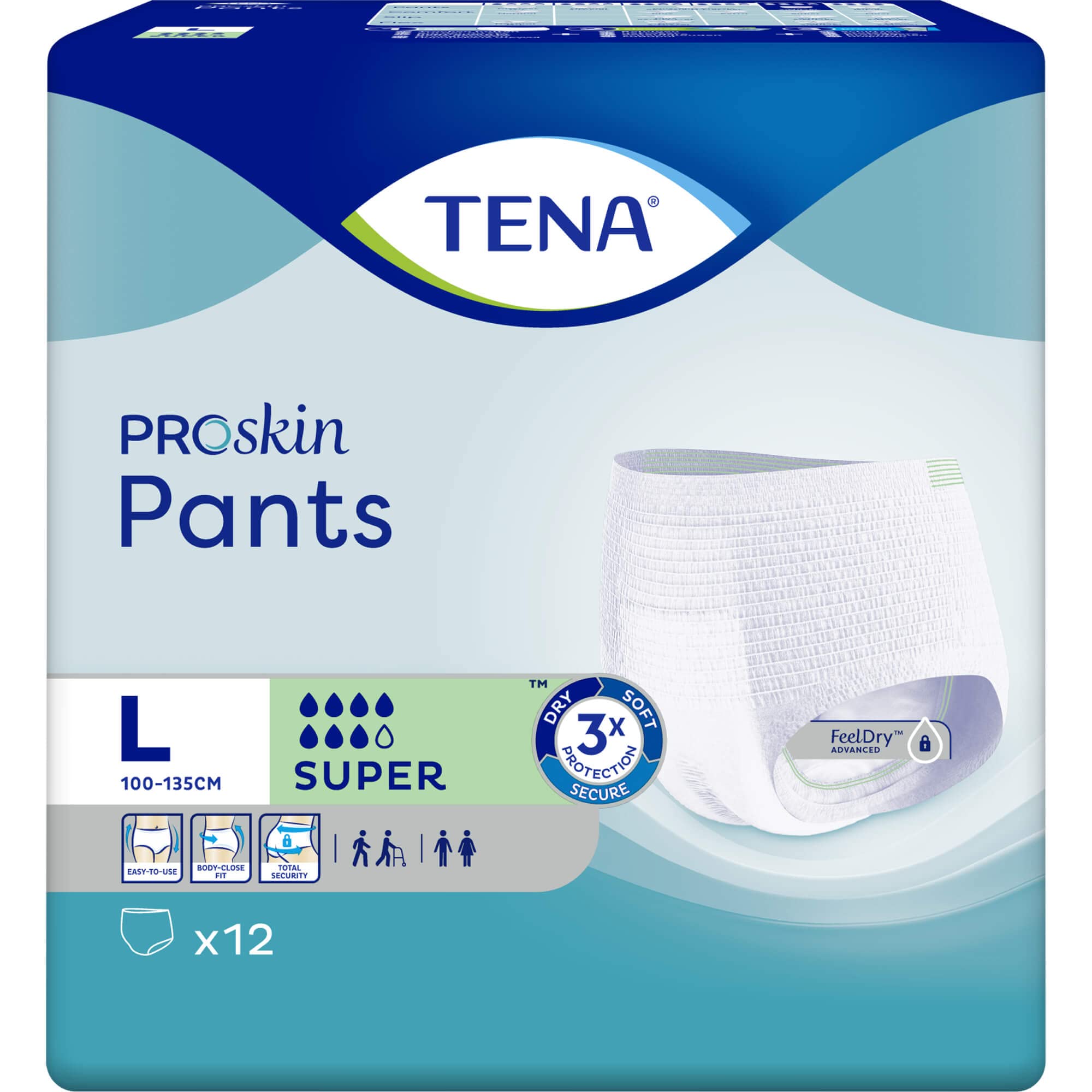TENA Pants Super Size Large 1 x Pack 12 -  Plus FREE Pack of 50 disposal bags