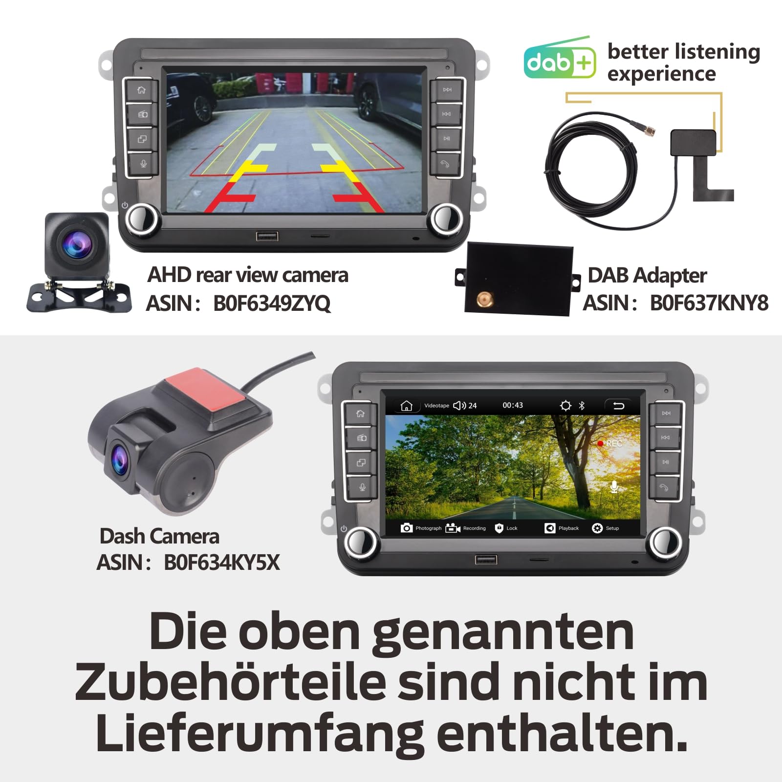 Autoradio für VW Passat Caddy Tiguan Touran Golf 5 6 GTI T5 EOS Polo mit Wireless Carplay Android Auto TF Karte Touchscreen Bluetooth AMFM Radio