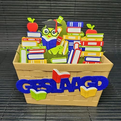 Miniatura 6 de Briartw Libros de lectura de gusanos de biblioteca juego de troqueles de corte de metal plantillas en relieve para manualidades álbumes de recortes