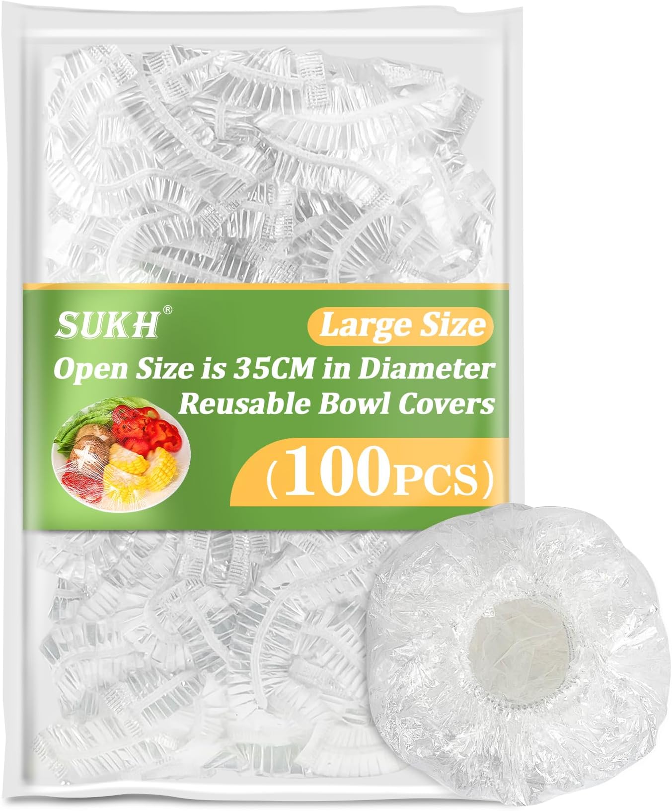 200PCS Plastic Bowl Covers Elastic Reusable Bowl Covers for Food Storage, Stretch