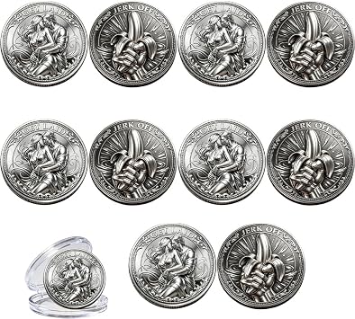 Jerk Off/Get Laid Decision Coin, Playful Adult Coin, Funny Novelty Challenge Coin for Couples, Double-Sided Lucky Coin for Adults Date Night Ideas Gift 5PCS