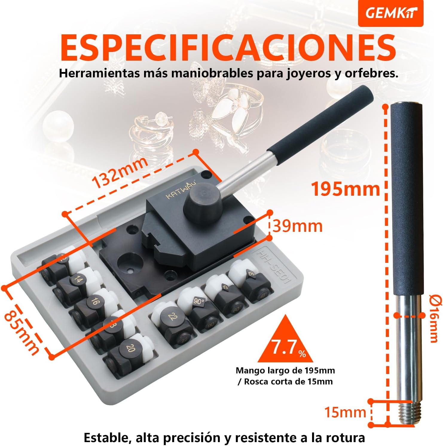 GEMKIT Professional Ring Bending Tool, Metal Ring Sizer, Adjuster Kit for Tight or Loose Rings, Black, for Women & Men HH-SE01