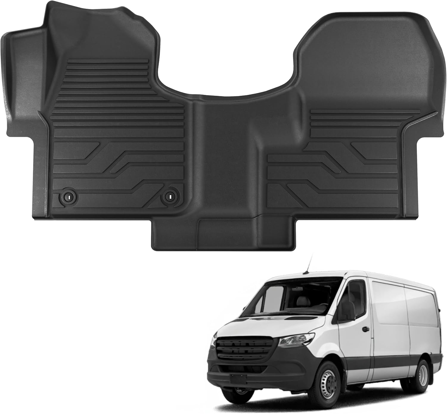 KARPAL Floor Mats for 2019-2026 Mercedes Benz Sprinter 2500/3500 with 1st Row Bucket Seats, Only Fit Cargo Van, All Weather Custom Fit Driver & Passenger Sprinter Front TPE Floor Liners