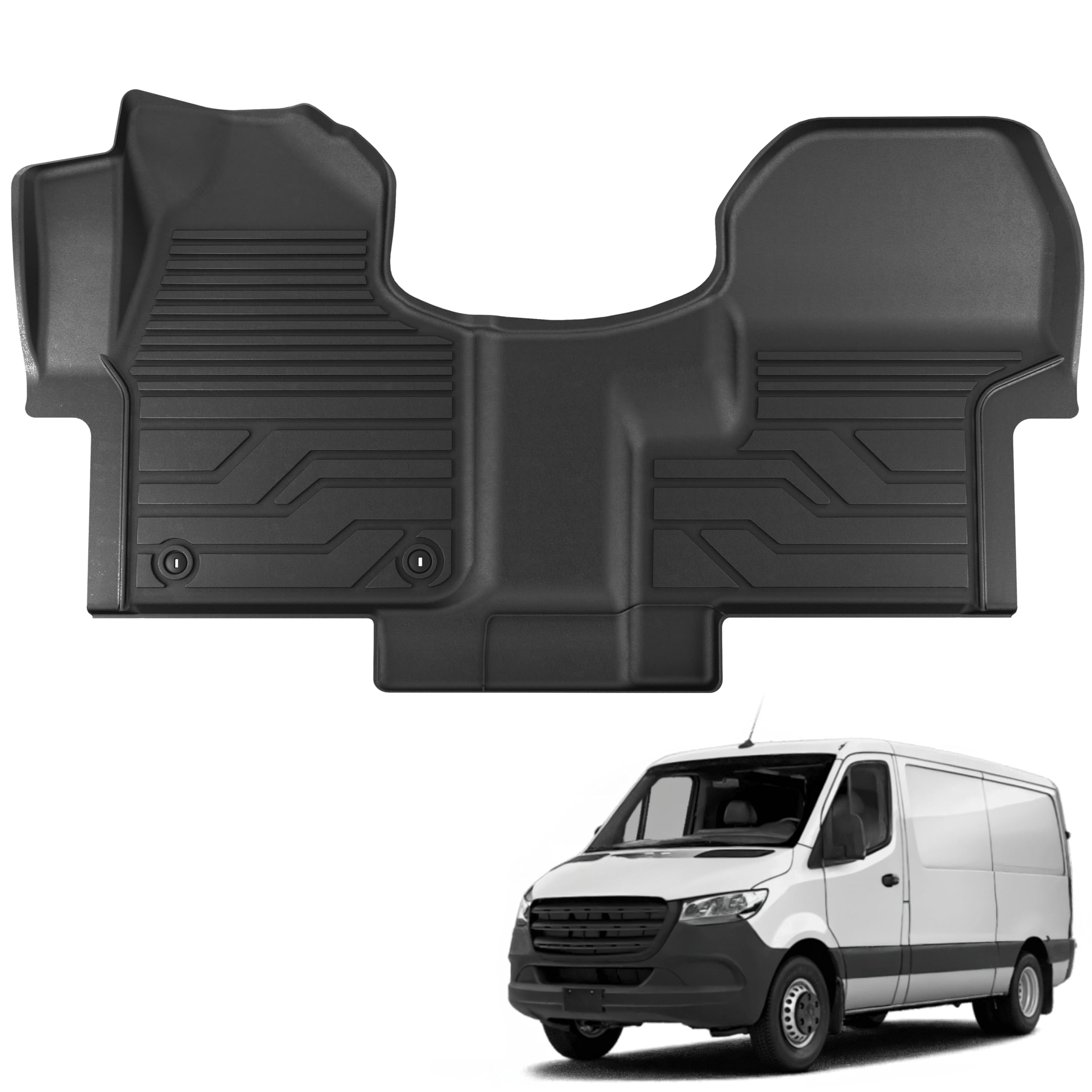 KARPAL Floor Mats for 2019-2025 Mercedes Benz Sprinter 2500/3500 with 1st Row Bucket Seats, Only Fit Cargo Van, All Weather Custom Fit Driver &