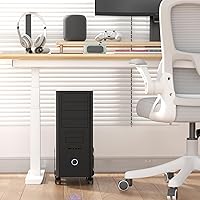 Vista 9 de AGPTEK Soporte para CPU, ancho ajustable de 4.7 a 8.2 pulgadas con 2 ruedas de bloqueo y 2 ruedas giratorias, color negro