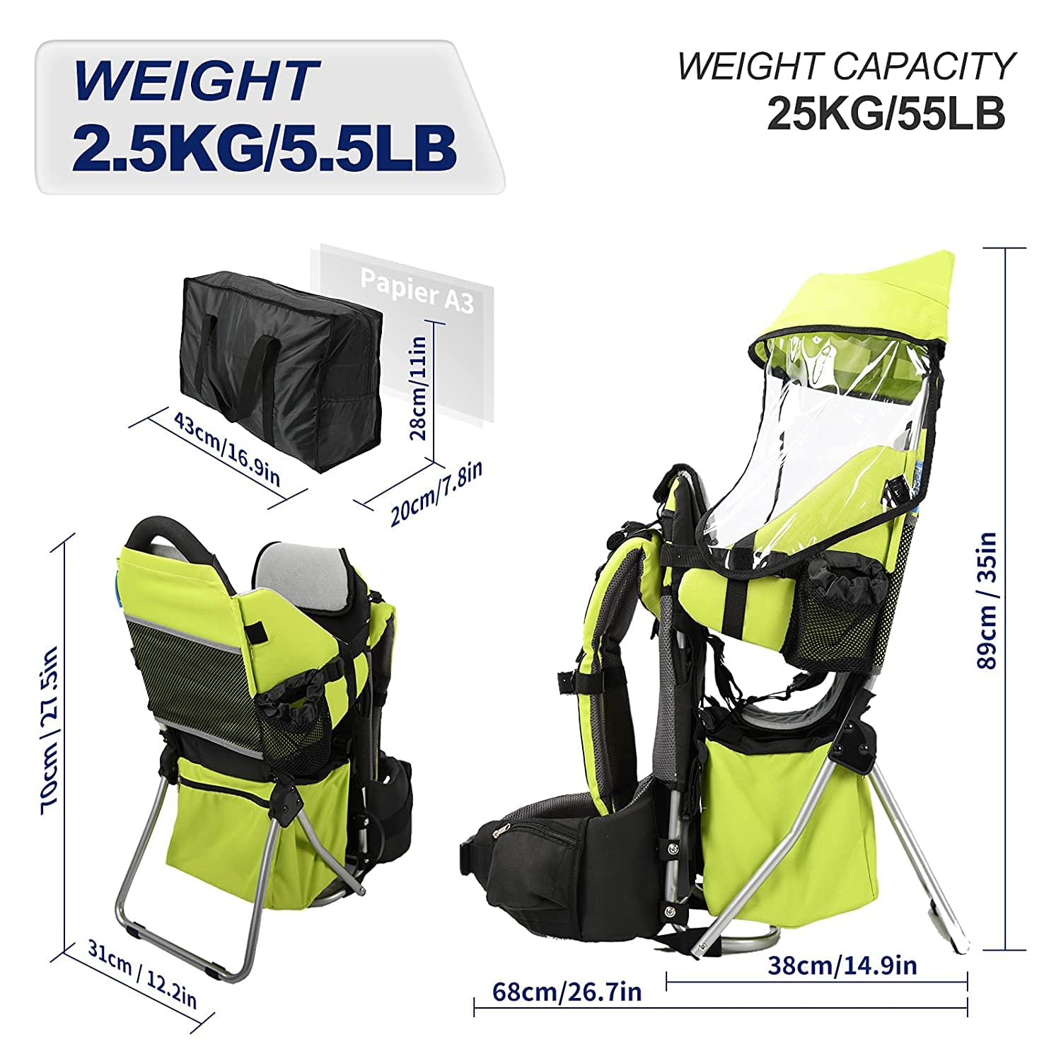 Besrey Baby Backpack Carrier Child Toddler Kids Carriers for Outdoor Camping Hiking Green : Baby
