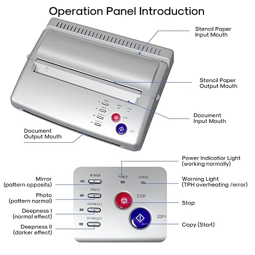 Miniatura 7 de LifeBasis Máquina de plantillas de transferencia de tatuajes, impresora térmica profesional de plantillas de tatuajes con papel de transferencia de