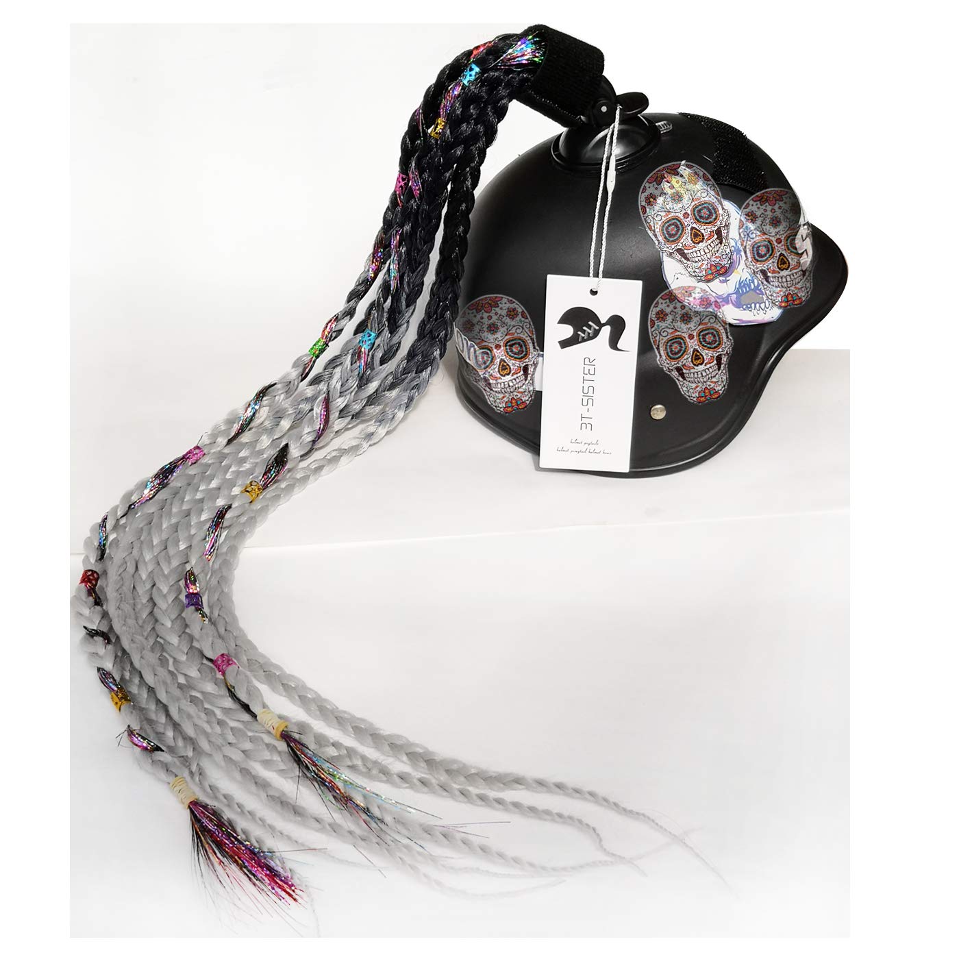 Queue De Cheval Tressée Pour Casque Moto - Ventouse 24 Pouces - Déco Fun