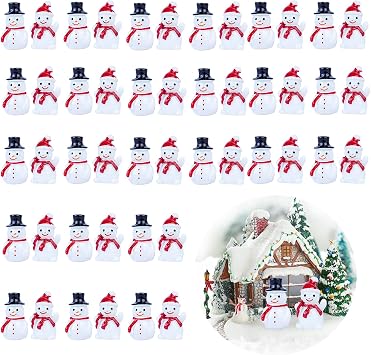 60PCS Mini Snowman Figurines for Christmas Decor