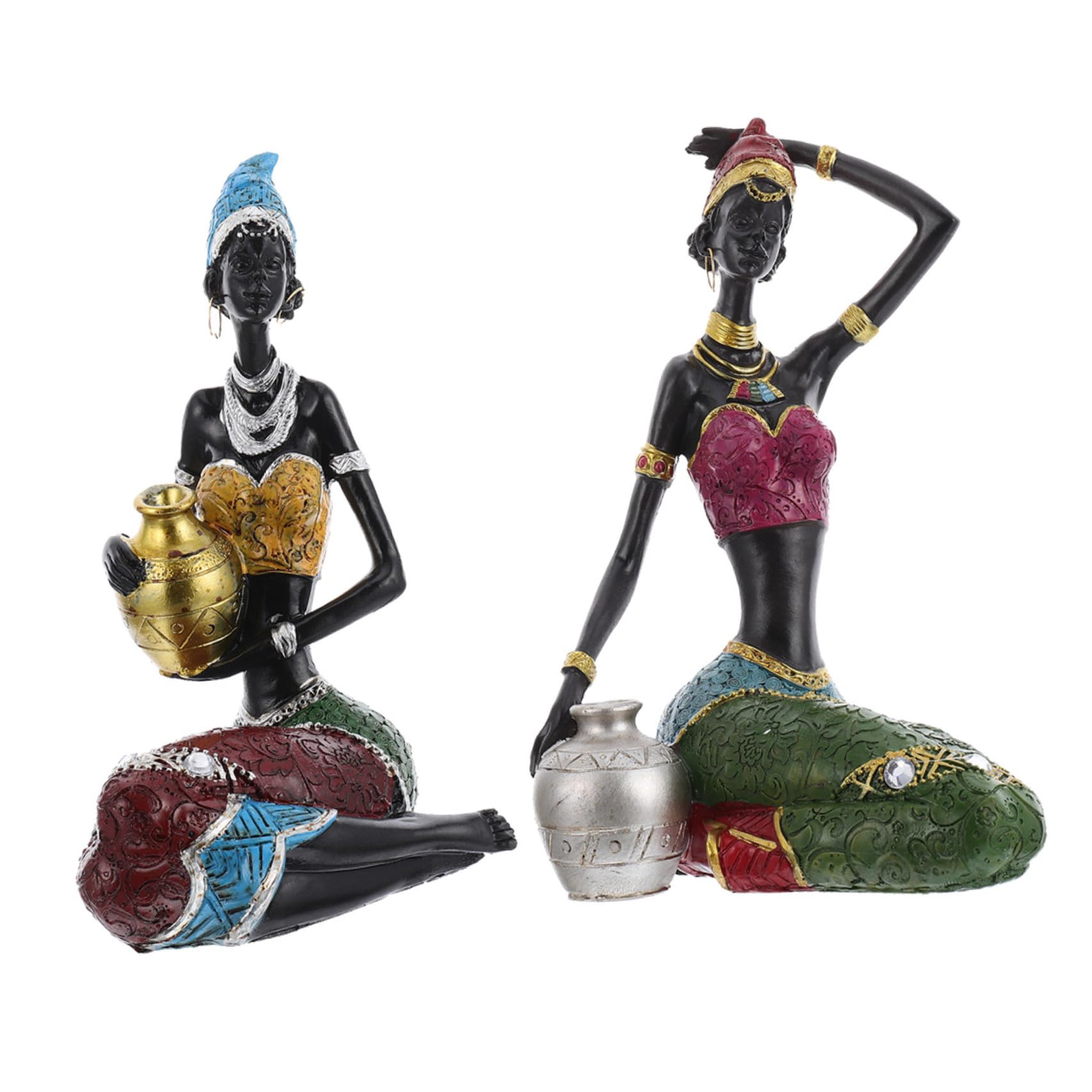 LIFKOME Statuetta Decorativa Etnica da Interni 2 Pezzi in Resina | Lavorazione Accurata, Stile Unico, per Scene Decorative e Ambienti Domestici, come Ornamento da Collezione