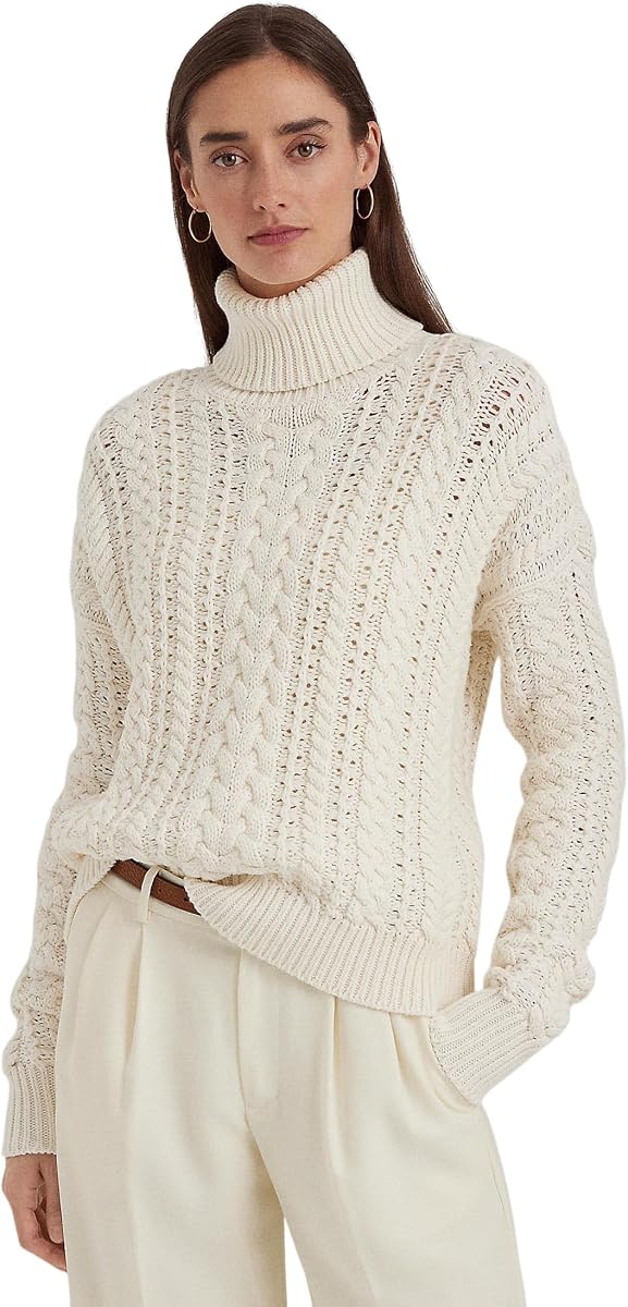 Lauren Ralph Lauren Cuello alto de punto trenzado de algodón para mujer