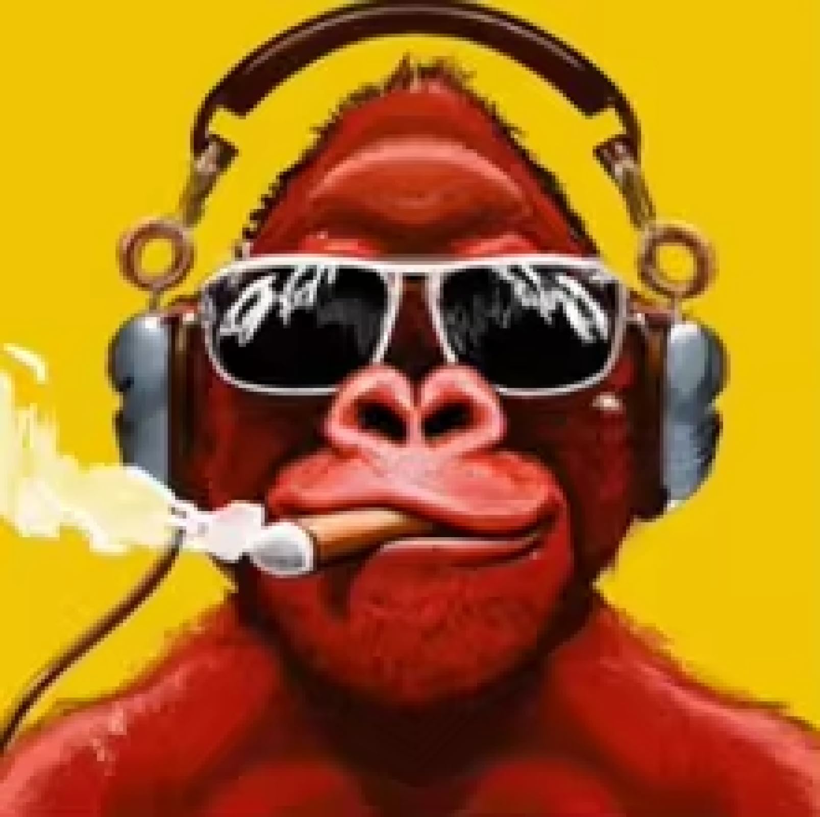 Toile singe avec casque colorée pour décoration de salon moderne - 7