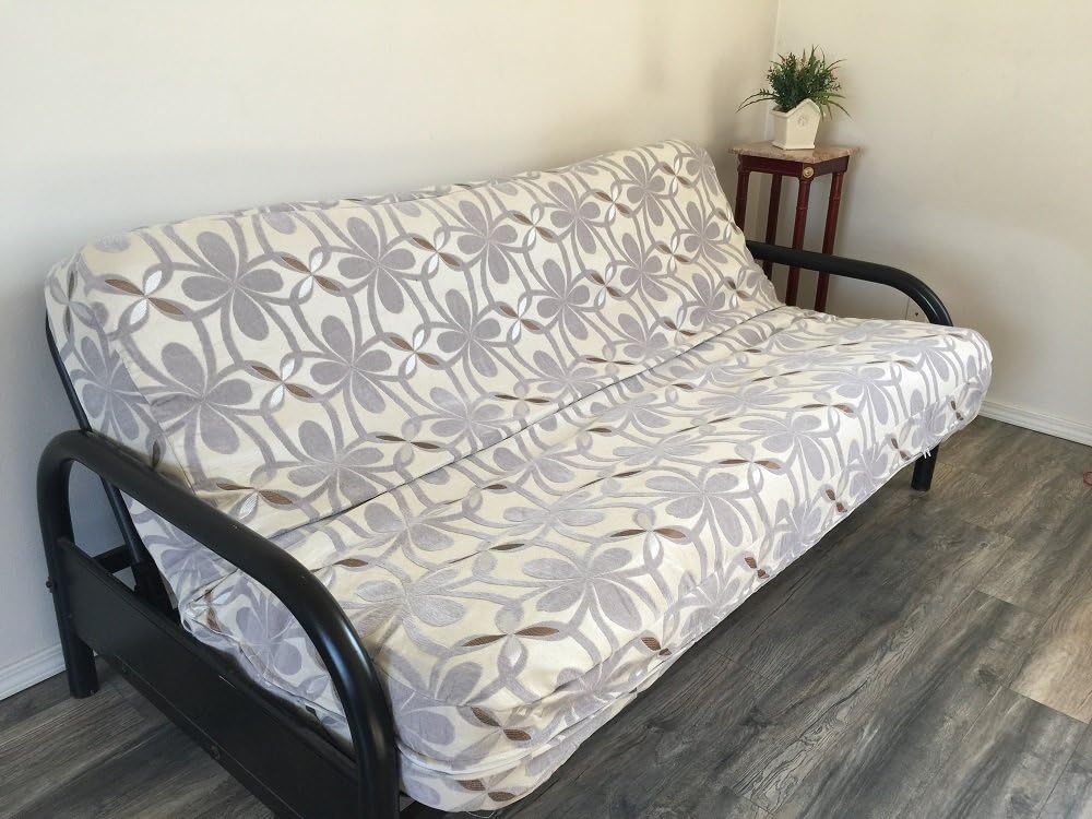 Octorose Full Size Chenille Grey and Oxford Two Tone Futon Cover (Chenille-Grey) : Home & Kitchen