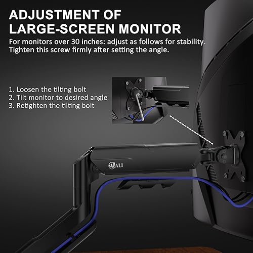 Miniatura 7 de WALI Brazo de monitor único con soporte de escritorio para pantallas de 17 a 49 pulgadas, soporta hasta 33 libras, soporte de monitor VESA