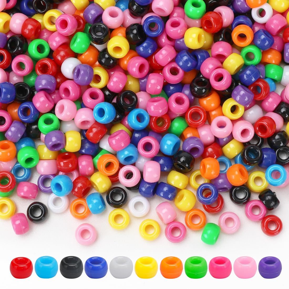 Tiehuoxia 1300PCS Pony Beads for Bracelet Making, Colorful Kandi Beads for Hair Braids, Crafting, Necklace and DIY Projects (Multi-Coloured)