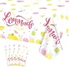 4Pcs Lemonade Stand Tablecloths, Pink Yellow Tablecloth, Rectangular Lemonade Stand Supplies for Kids Birthday Baby Shower Summer Fruit Lemonade Party Decorations, 86 x 51 Inch
