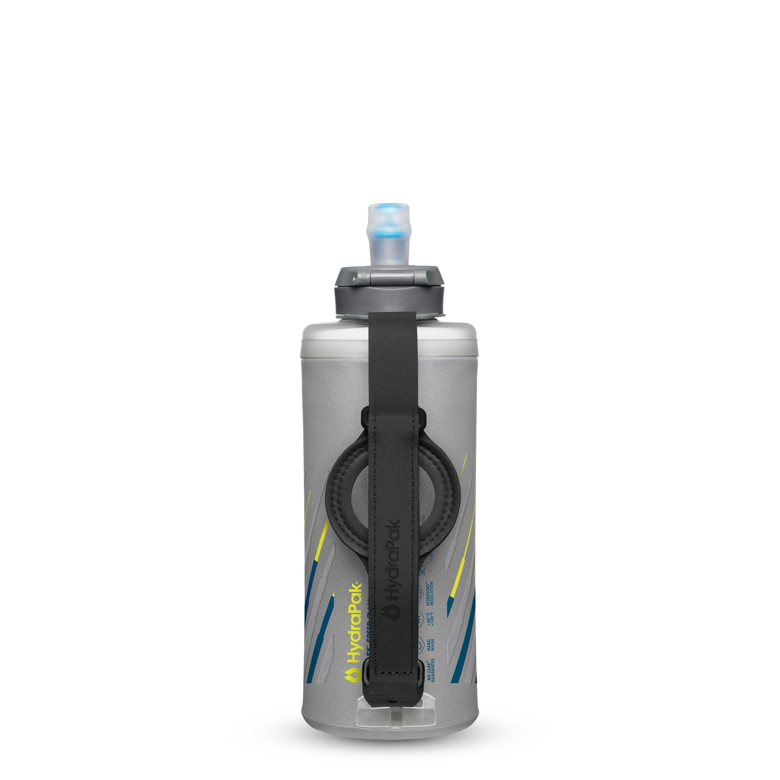 HydraPak SkyFlask Speed IT - Collapsible Insulated Handheld Running Water Bottle (500ml) - Adjustable Strap, Lightweight Spill-proof Lid
