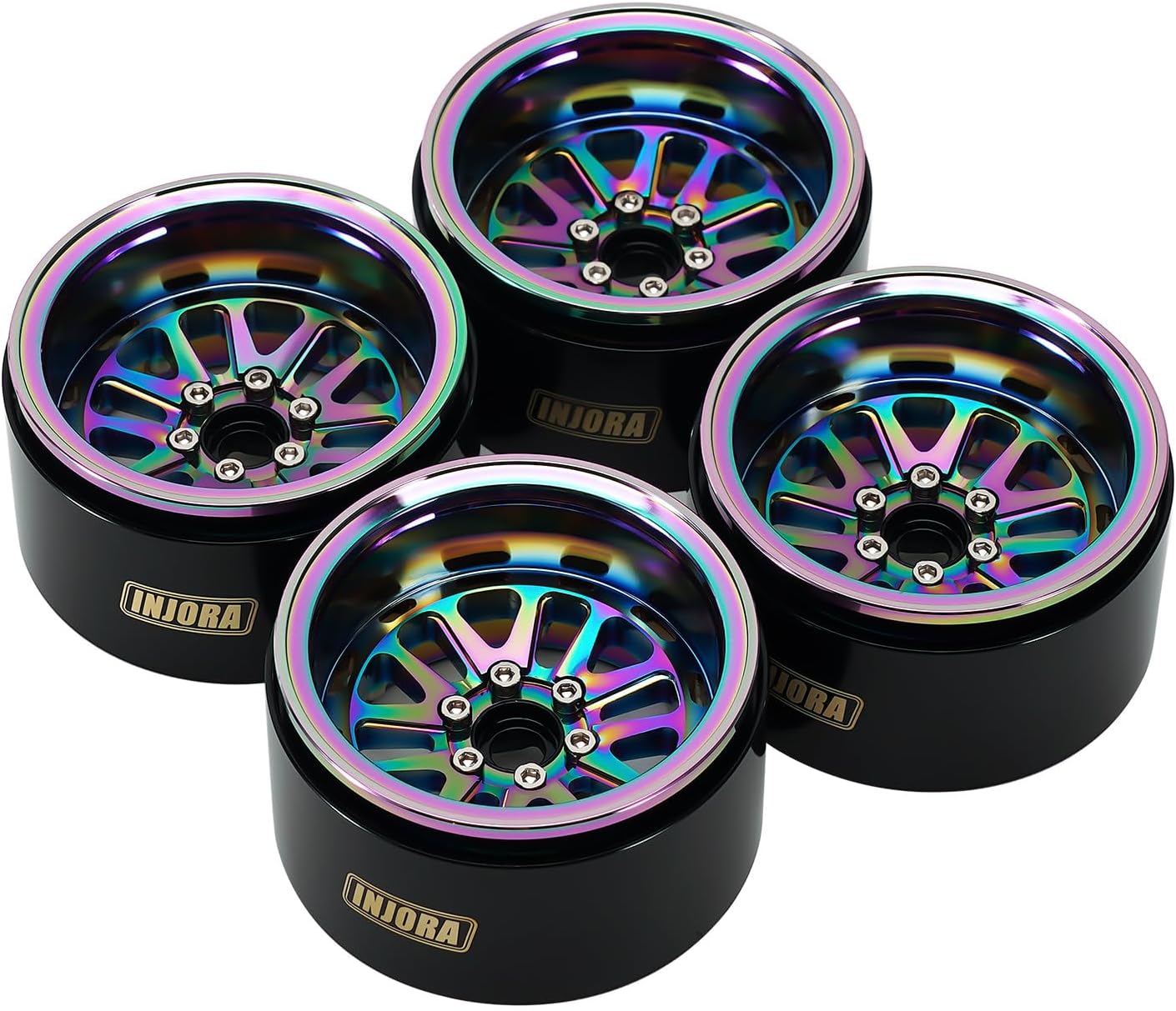 INJORA 2.2" Brass & Aluminum Beadlock Wheel -10mm Offset Rim for SCX10 TRX4 1/10 RC Crawler Upgrade