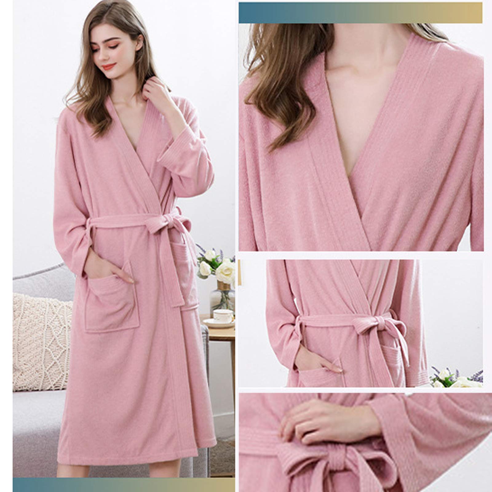Homme Peignoir Robe de Chambre Kimono Chemise de Bain Col V Pyjama pour Hôtel Spa Sauna