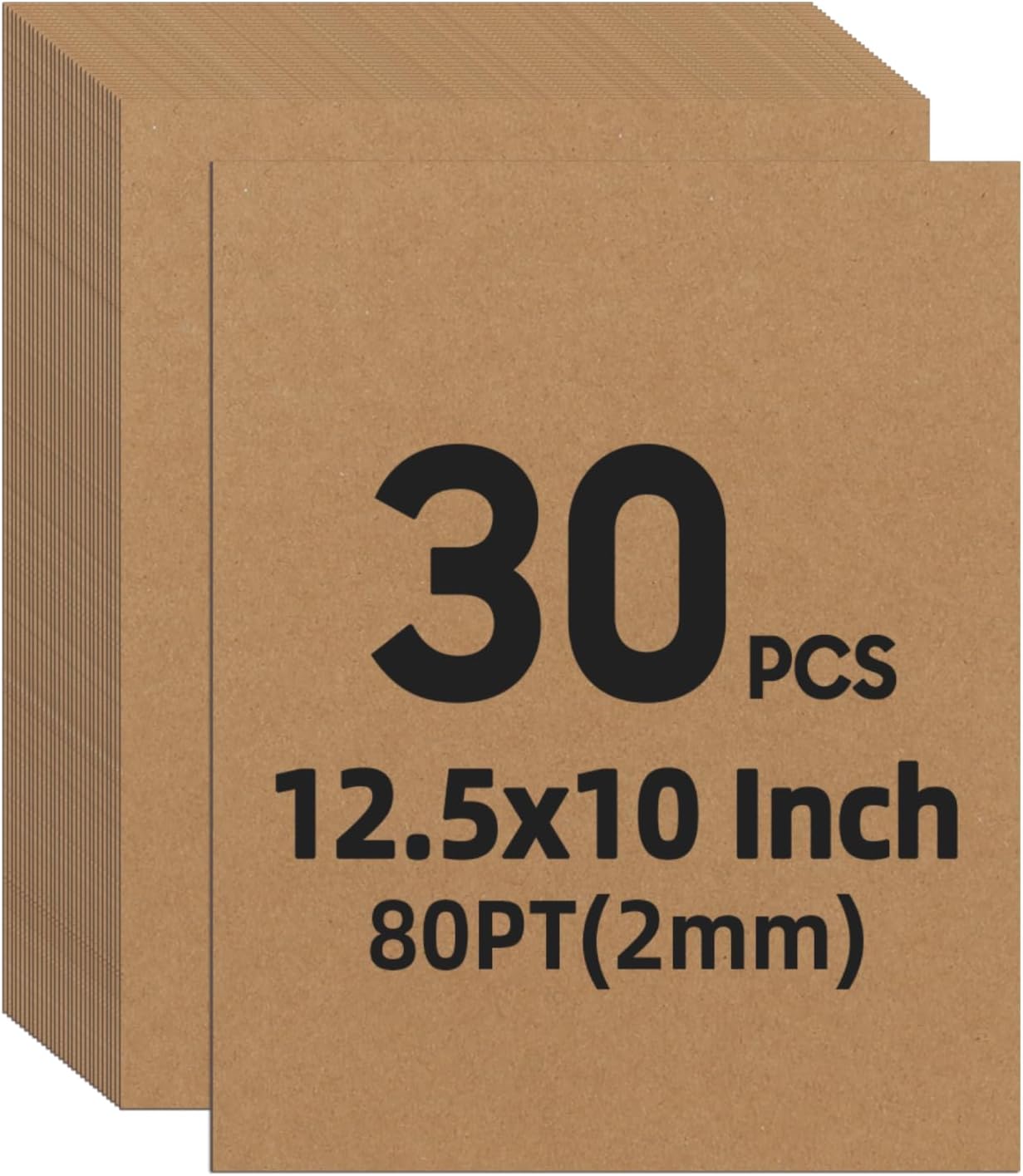 Rempry 30 Sheets 10" x 12.5" Thick Chipboard (2mm / 80 PT), Sturdy Brown-Core Book Board for Bookbinding, Box Making, Book Covers, Scrapbooking & DIY Crafts