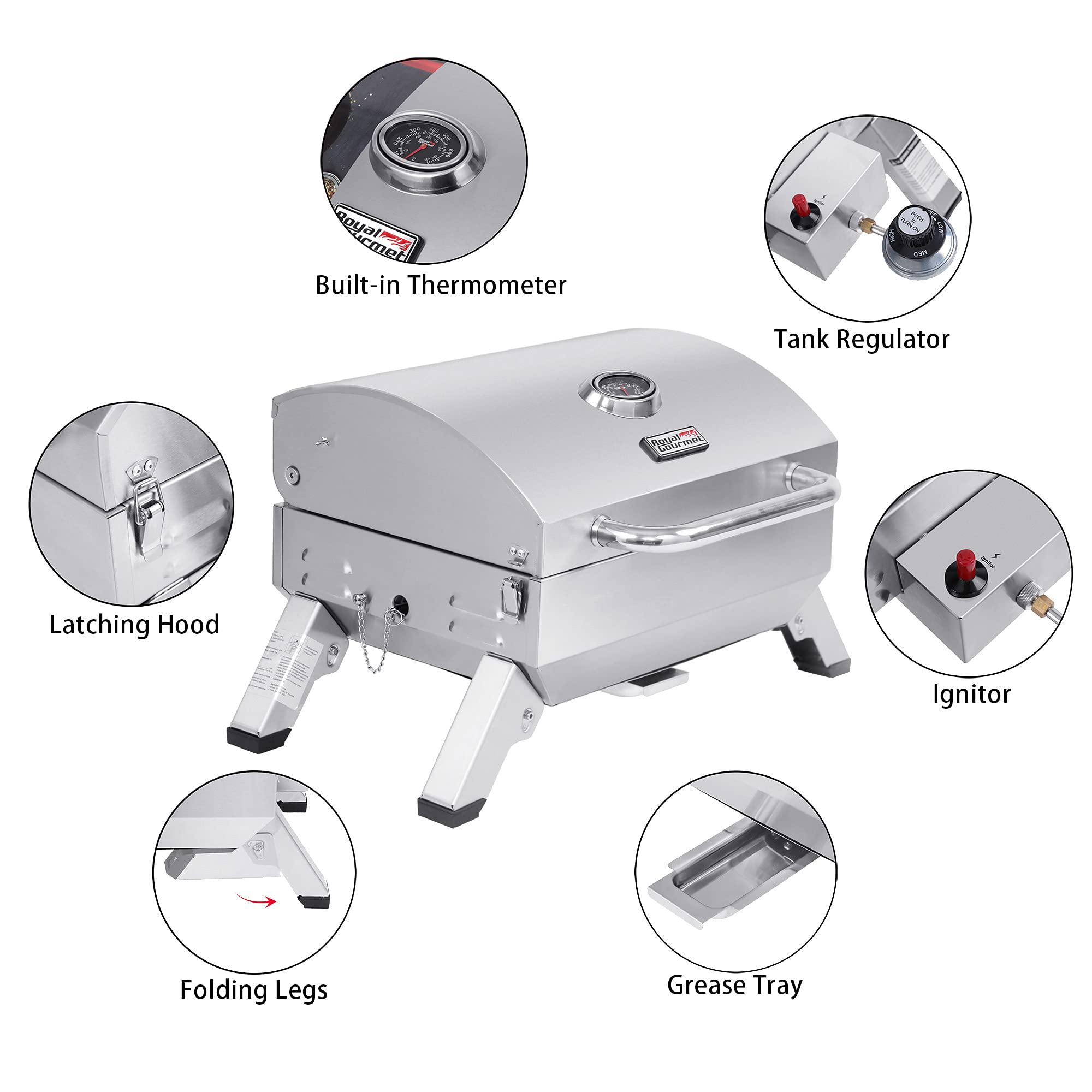 Buy Royal Gourmet GT1001 Stainless Steel Portable Grill, 10000 BTU BBQ