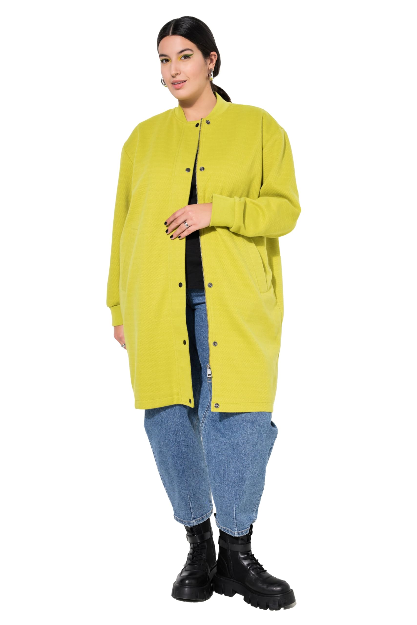 Studio Untold Damen große Größen Übergrößen Plus Size Long-Bomberjacke, Oversized, Collegekragen 838033