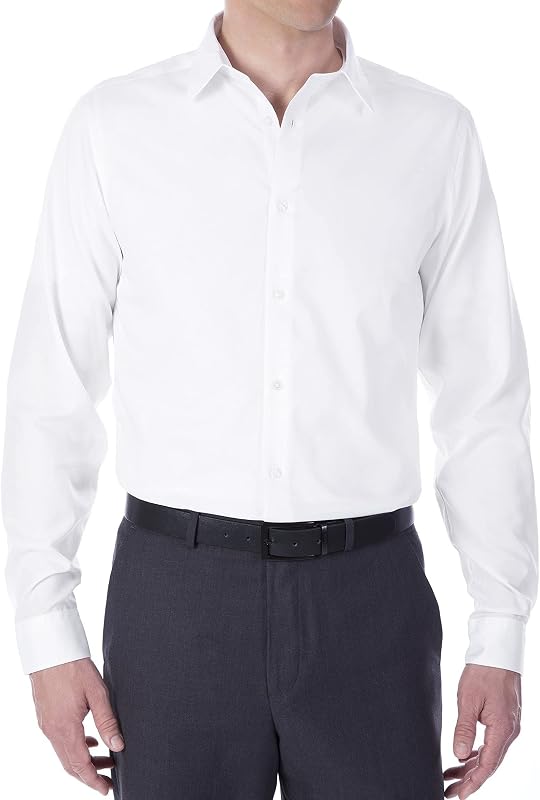 Calvin Klein Camisa de vestir entallada en espiga sin necesidad de planchar para hombre