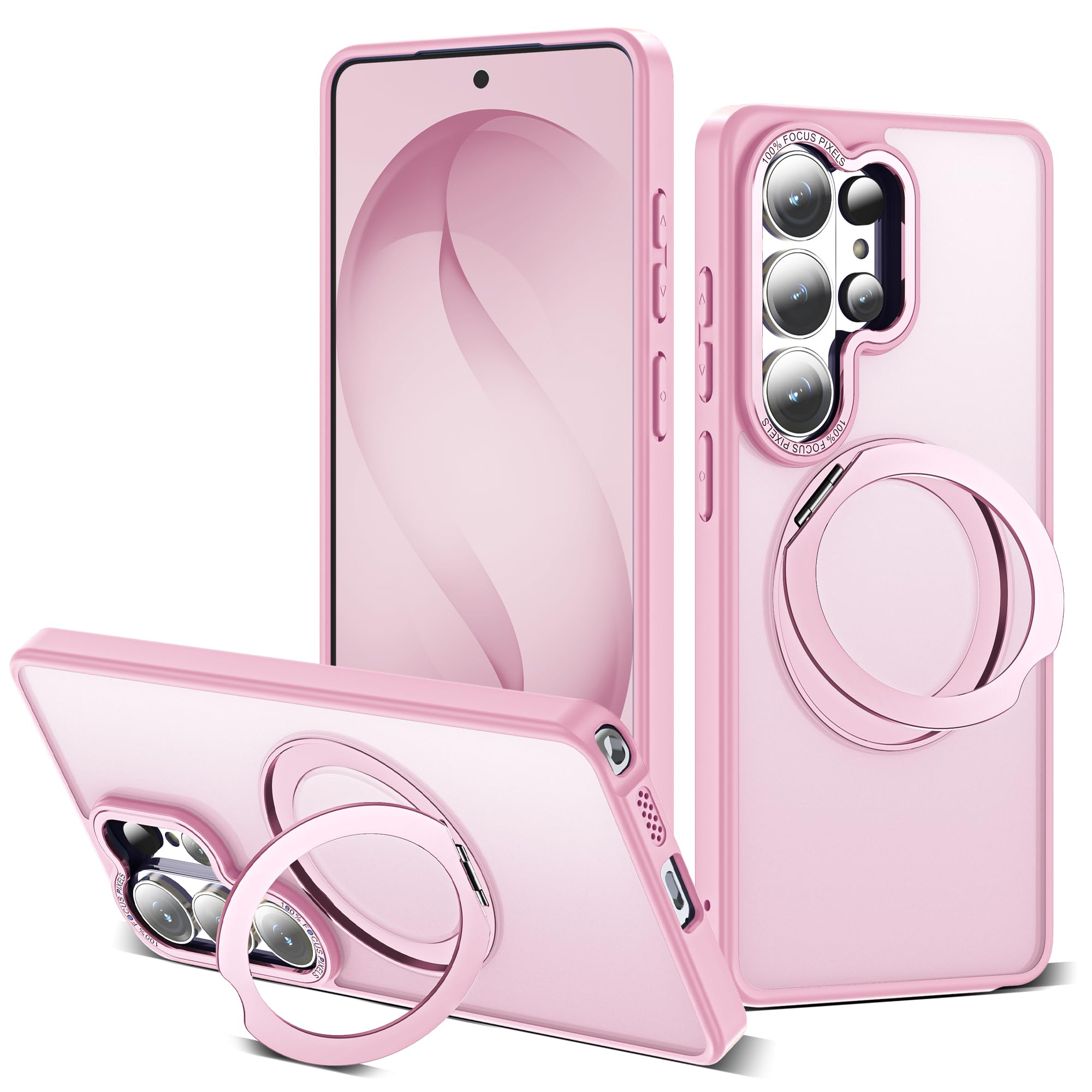 for Samsung Galaxy S26 Ultra Case with 360° Spin Stand,Pink