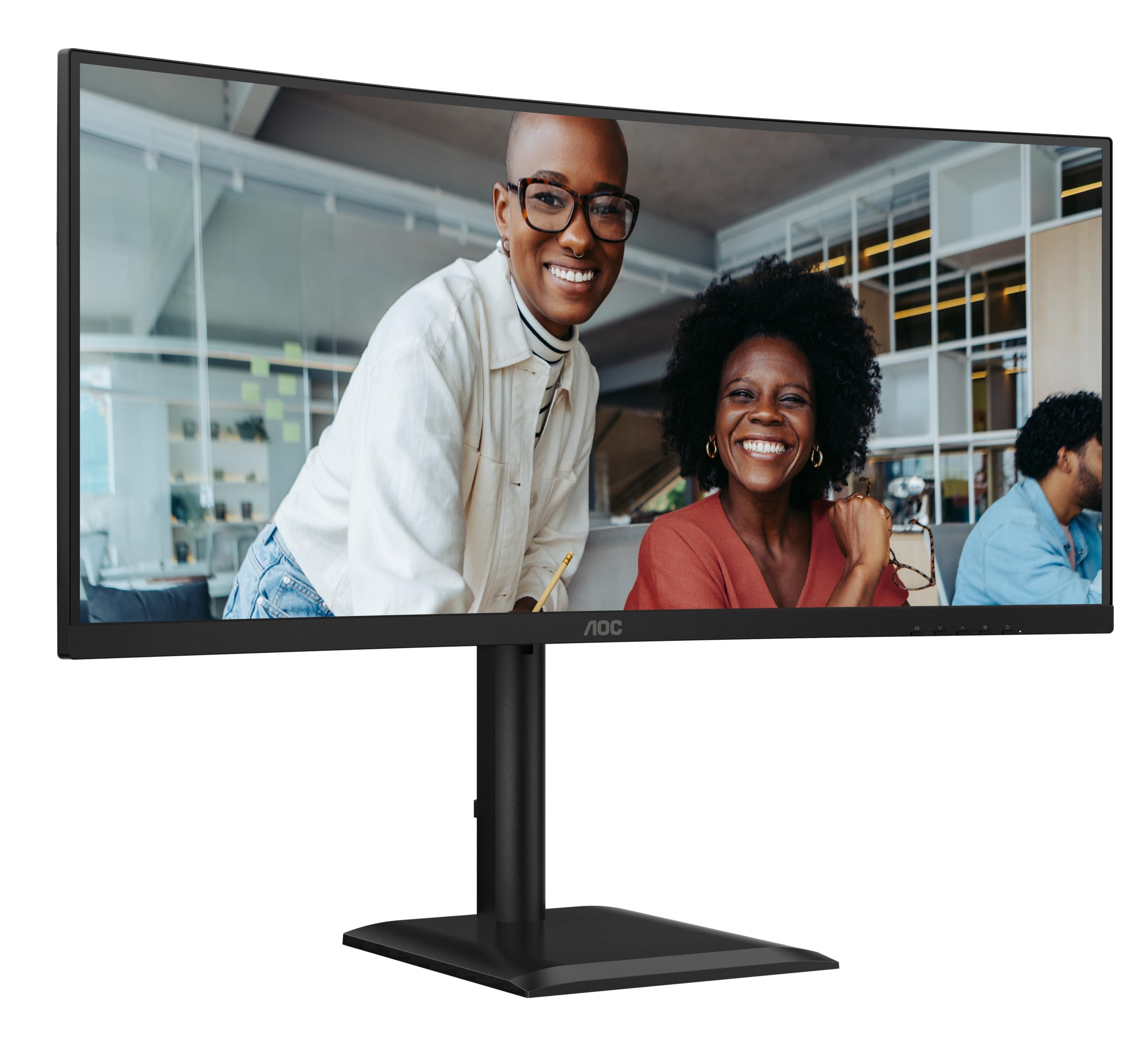 AOC CU34E4CV da 34 pollici WQHD Monitor, 120 Hz, VA, MPRT 4 ms, sincronizzazione adattiva, HDR Ready/HDR10, regolazione dell'altezza, altoparlante, (3440 x 1440, HDMI 2x 2.0, DP 1x 1.4 Hub USB) Nero