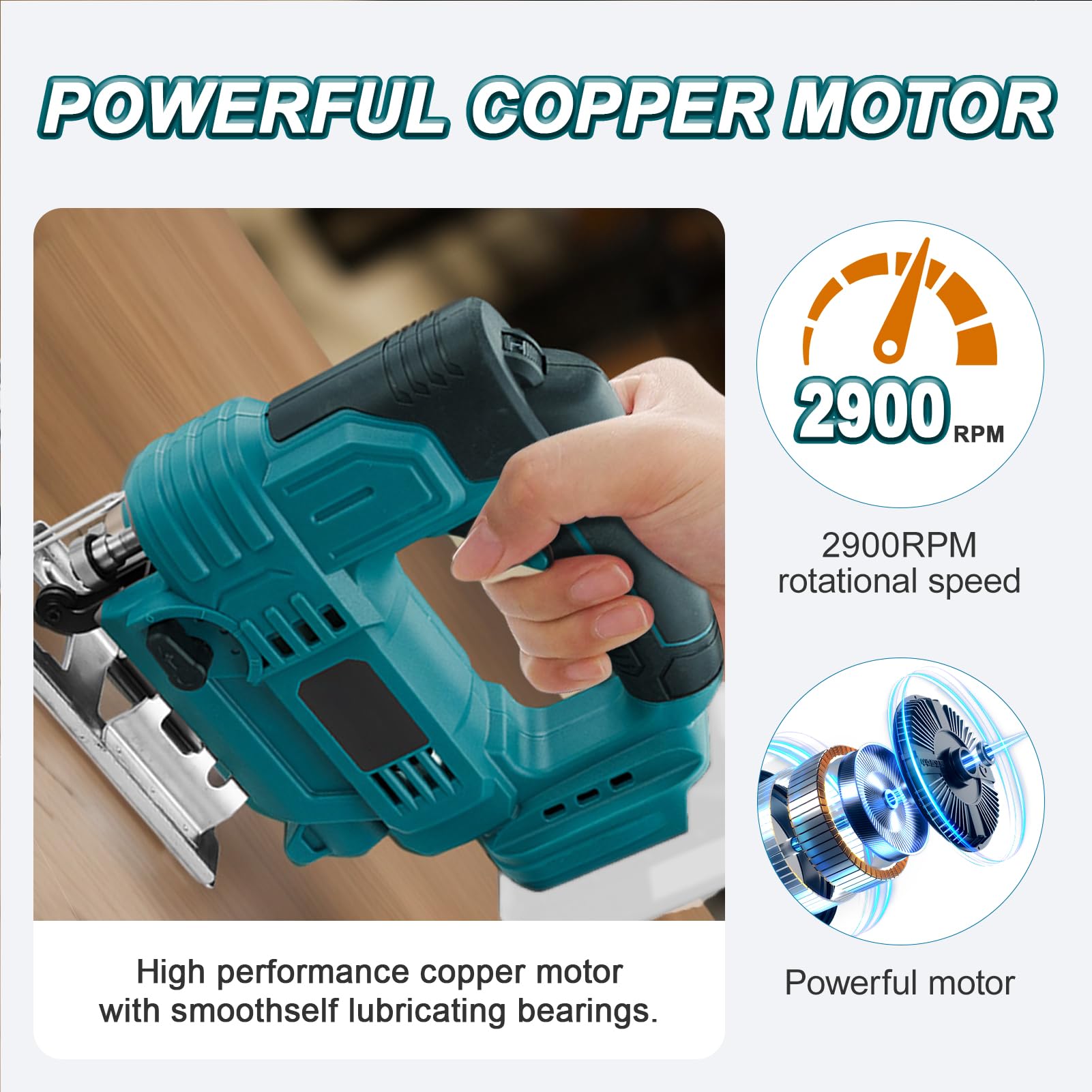 Seghetto Alternativo Compatibile con Makita 18V Batteria, Controllo Variabile a 6 Velocità, Taglio a Inclinazione da 0 a 45°, Seghetto Elettrico per Taglio Legno e Metallo (Batteria Non Inclusa)