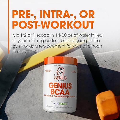 Miniatura 5 de Genius BCAA en polvo - Aminoácidos nootrópicos y bebida de recuperación muscular  BCAA de energía vegana natural para mujeres y hombres pre intra y