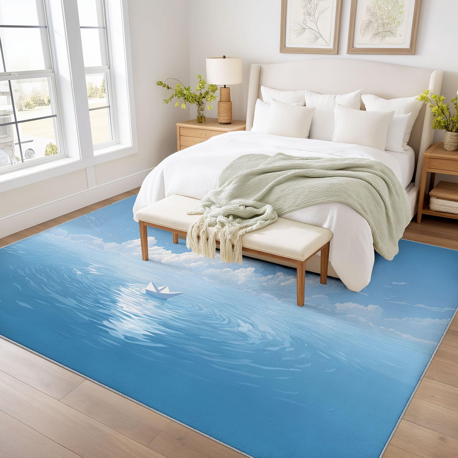 Tappeto lavabile stampato paesaggio marino sognante 140 x 200 cm per