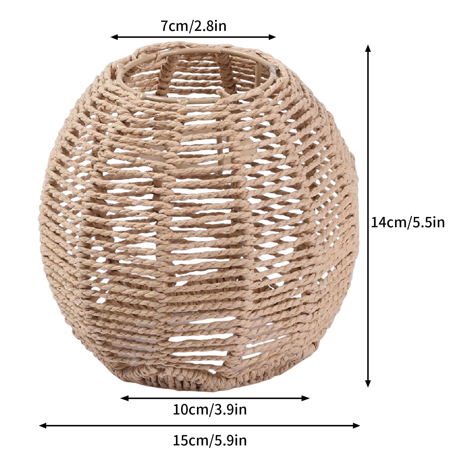 Boho rattanowy abażur, lampa wisząca, abażur papierowy, wisząca, latarnia, lampa stołowa, zapasowy klosz, akcesoria do lampy stołowej, lampy sufitowej (4, sferyczna)