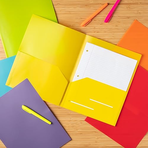 Miniatura 2 de Youngever Paquete de 12 carpetas de bolsillo de plástico, carpetas de plástico resistente con 2 bolsillos, en 6 colores