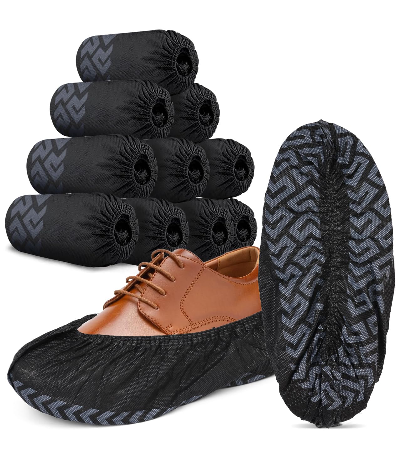 HCYJkluc100 Pack Shoe Covers Disposable Shoe Booties With High Quality,Thick, Durable, Breathable, Non-Slip, Recyclable Non Woven Stretchable Boot Covers,Shoe and floor Protector,Fits Virtually Most Shoes