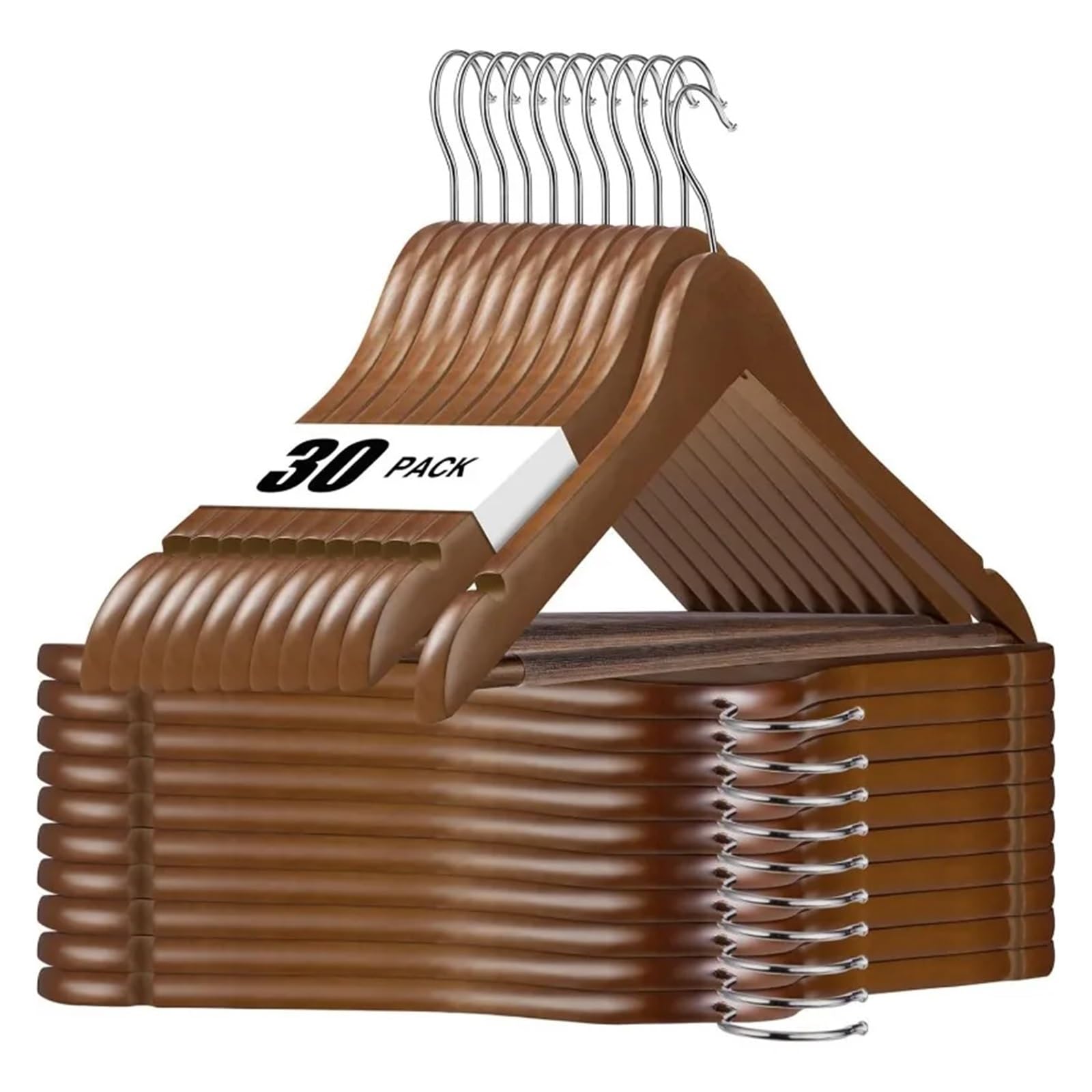 Clothes Hangers Wooden Hangers 30 Pack Wood Clothes Smooth Finish Coat for Closet Heavy Duty Vintage