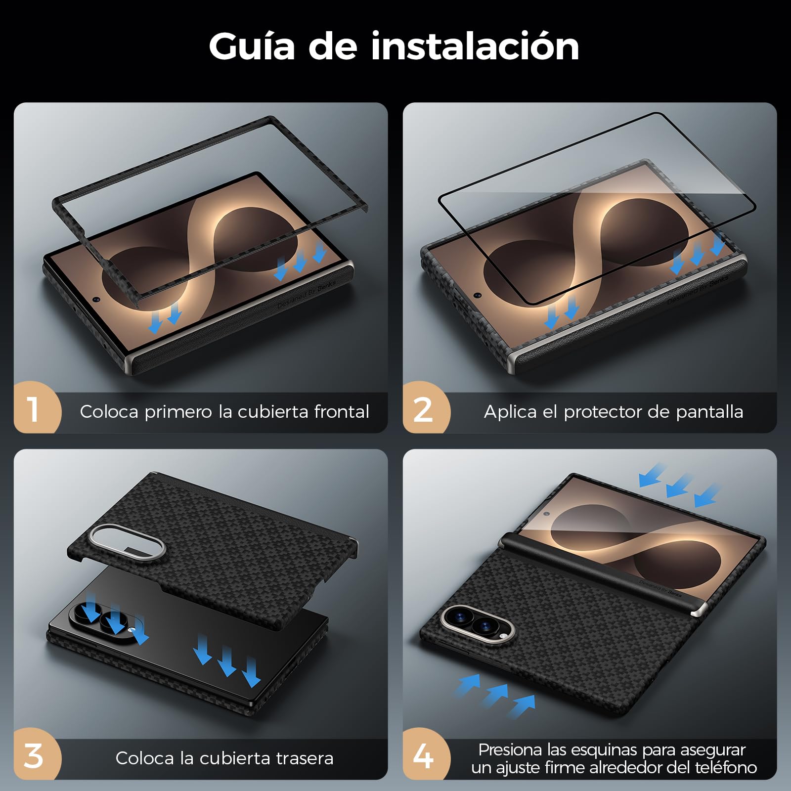 BENKS ArmorGrid Air Funda para Samsung Galaxy Z Fold 8 para MagSafe | Ultrafina en Fibra de Aramida Kevlar, Protección de Bisagra, Ligera Minimalista, Delgada y Cómoda al Tacto