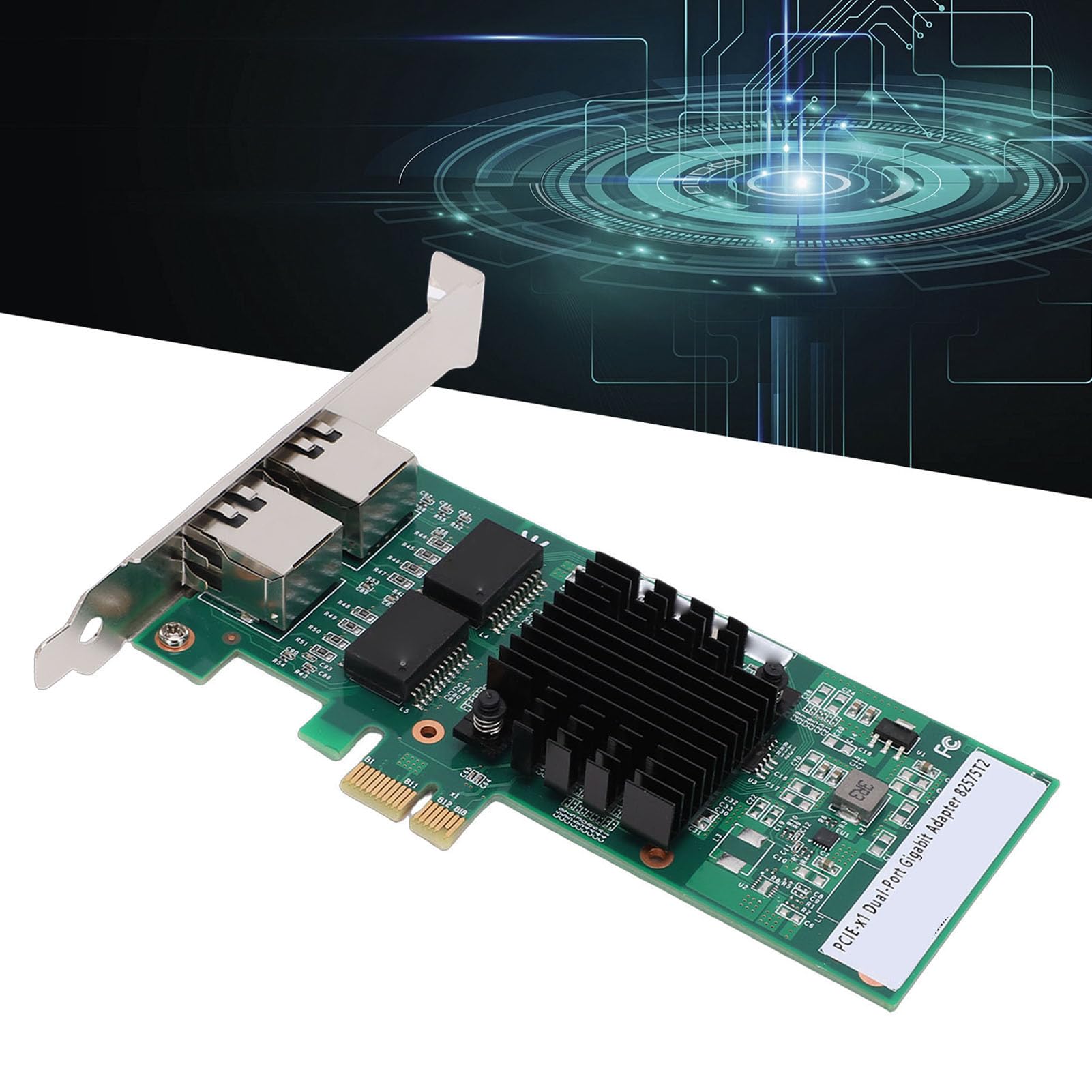 Carte Réseau PCIe, Carte Ethernet Gigabit Contrôleur 82575 avec Deux Ports RJ45 10 100 1000 Mbps, Prise en Charge du Serveur