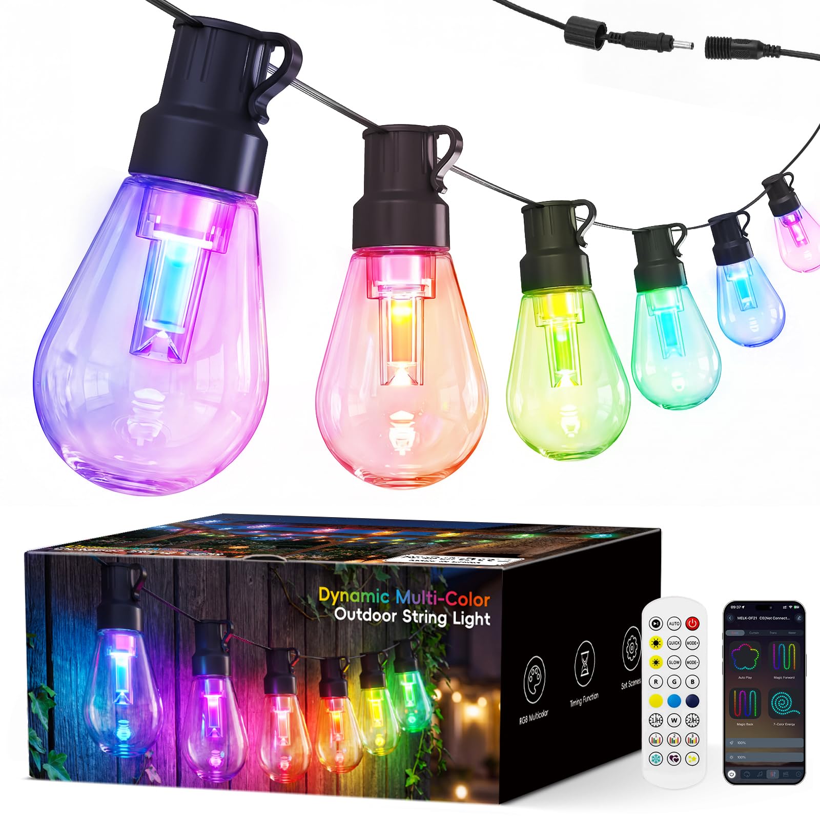 100FT RGB+IC Outdoor String Lights,Chasing DreamColor LED Patio Lights