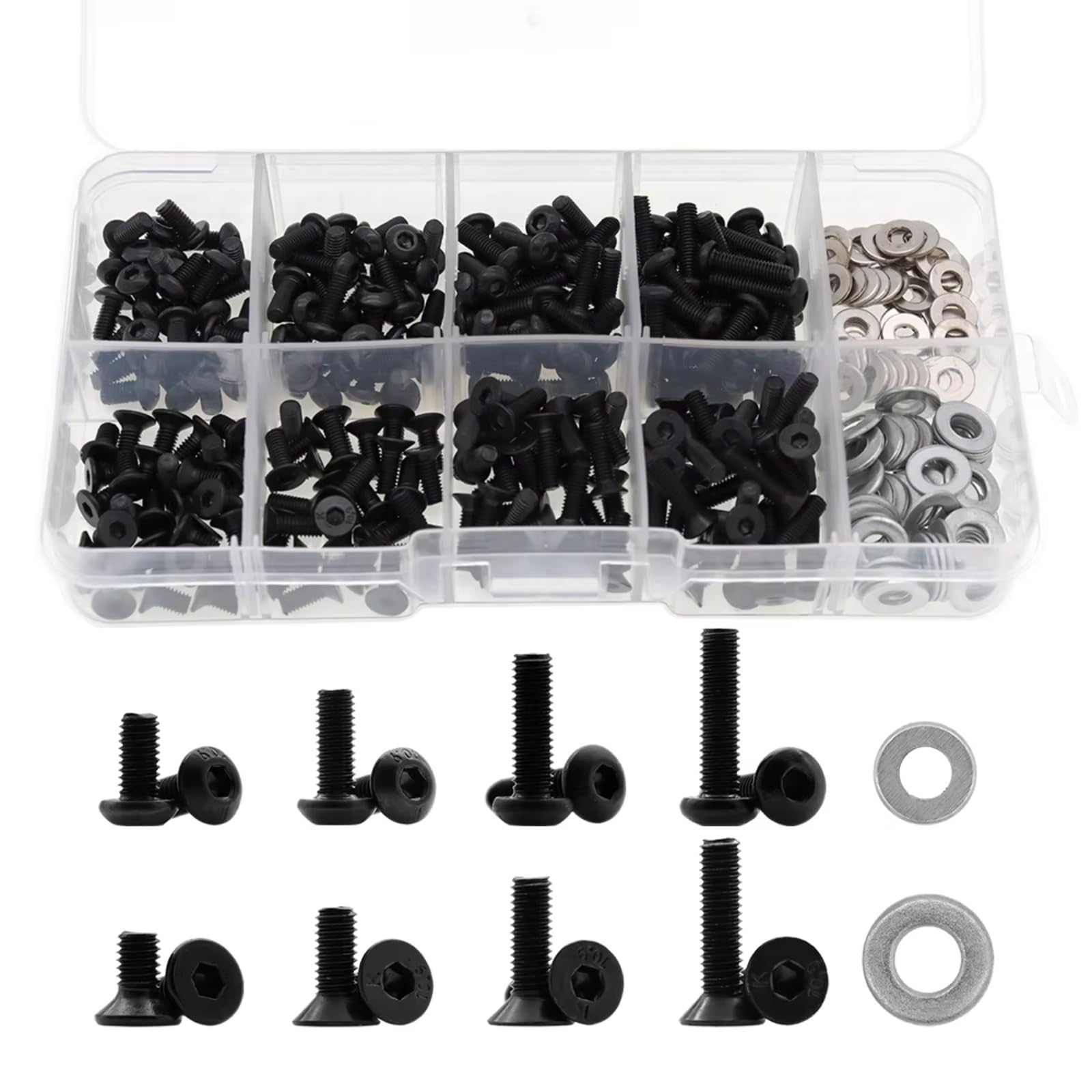 Piezas Vehículos RC para Traxxas para Axial para Redcat para HSP para HPI para Arrma para Losi 1/8 1/10 340 Piezas Auto M3 M4 para Perno Arandela Hardware Sujetador RC Tornillo Caja Kit