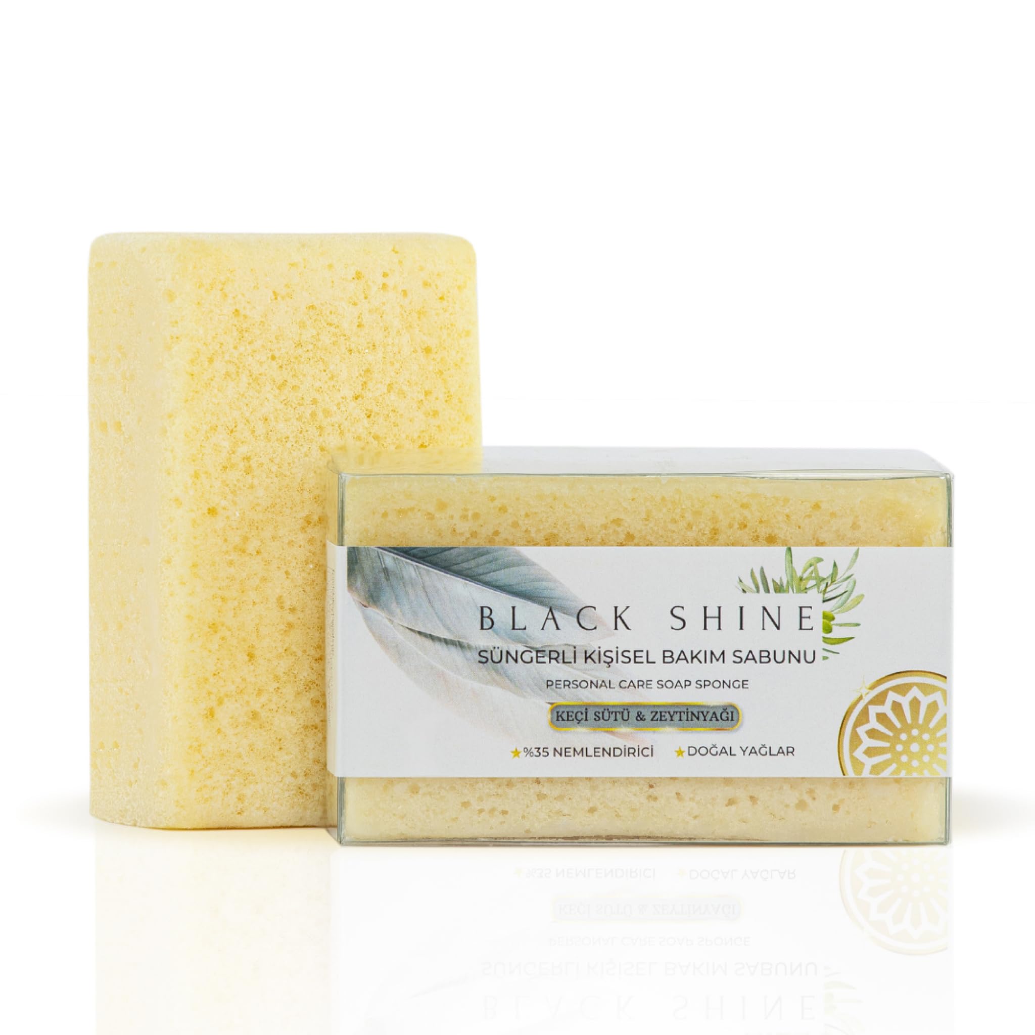 Black Shine Turkish Hammam - Barra de jabón exfoliante con esponja - Esponja exfoliante corporal para ducha - Esencial para el baño listo para regalo, exfoliante corporal (leche de cabra)