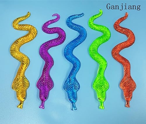 Miniatura 5 de Paquete de 5 juguetes esponjosos súper elásticos de serpiente pegajosa, relleno de bolsas de regalo, premios de aula, cumpleaños, recuerdos de fiesta
