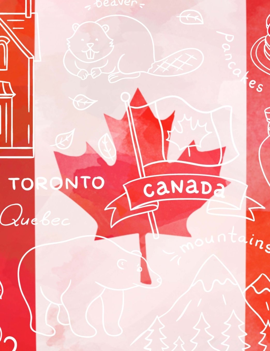 Composition Notebook: Canada Flag Theme College Ruled Lined Book (7.44 x 9.69)