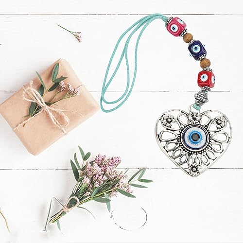 Miniatura 6 de SYH&AQYE 2 adornos colgantes de automóvil para espejo retrovisor, mal de ojo, decoración de cuentas de mal de ojo, accesorios para el mal de ojo,