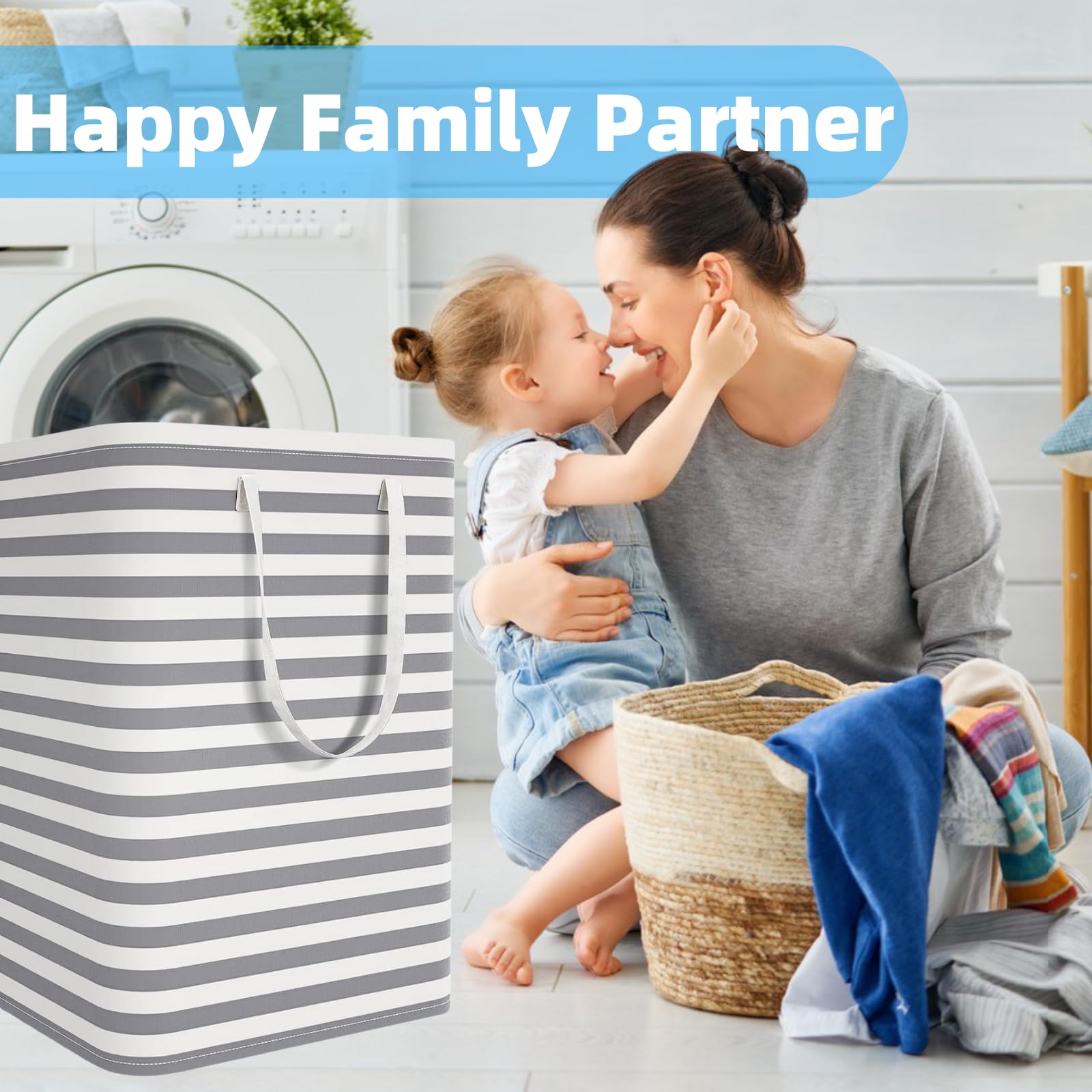 Cesto para Ropa Sucia, 75L Bolsas Cestos para la Colada Plegable Bolsas de Lavandería Grande Cesto Ropa Sucia, Impermeable Canasta de Lavandería para Cuarto de Lavado Baño, Gris (A)