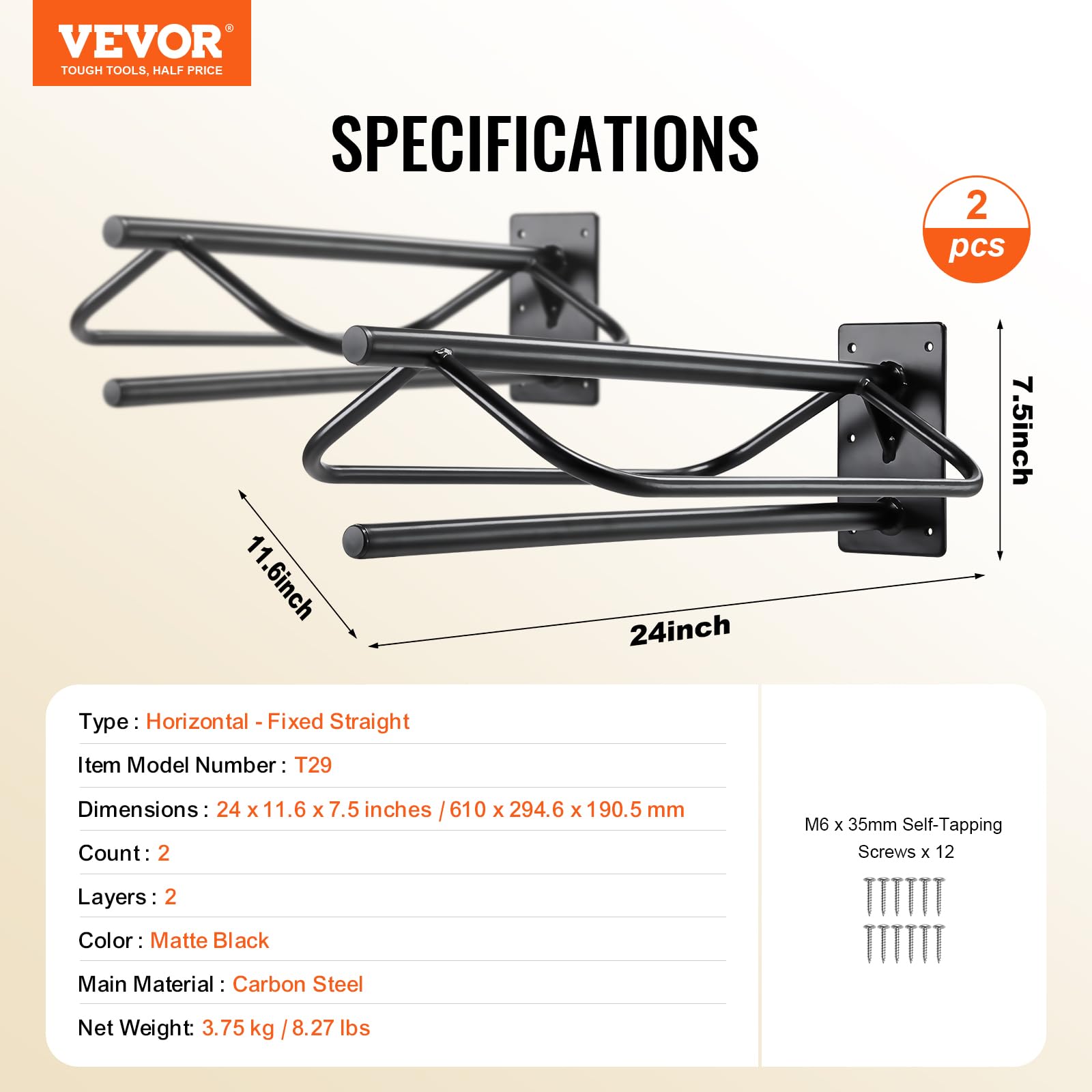 VEVOR 2 PCS Soporte para Sillín con Barra de Protección 60,45 x 32,00 x 25,91cm Soporte de Pared para Sillín de Caballo Resistente Soporte para Sillín Occidental e Inglés para Cuartos de Aperos, Negro