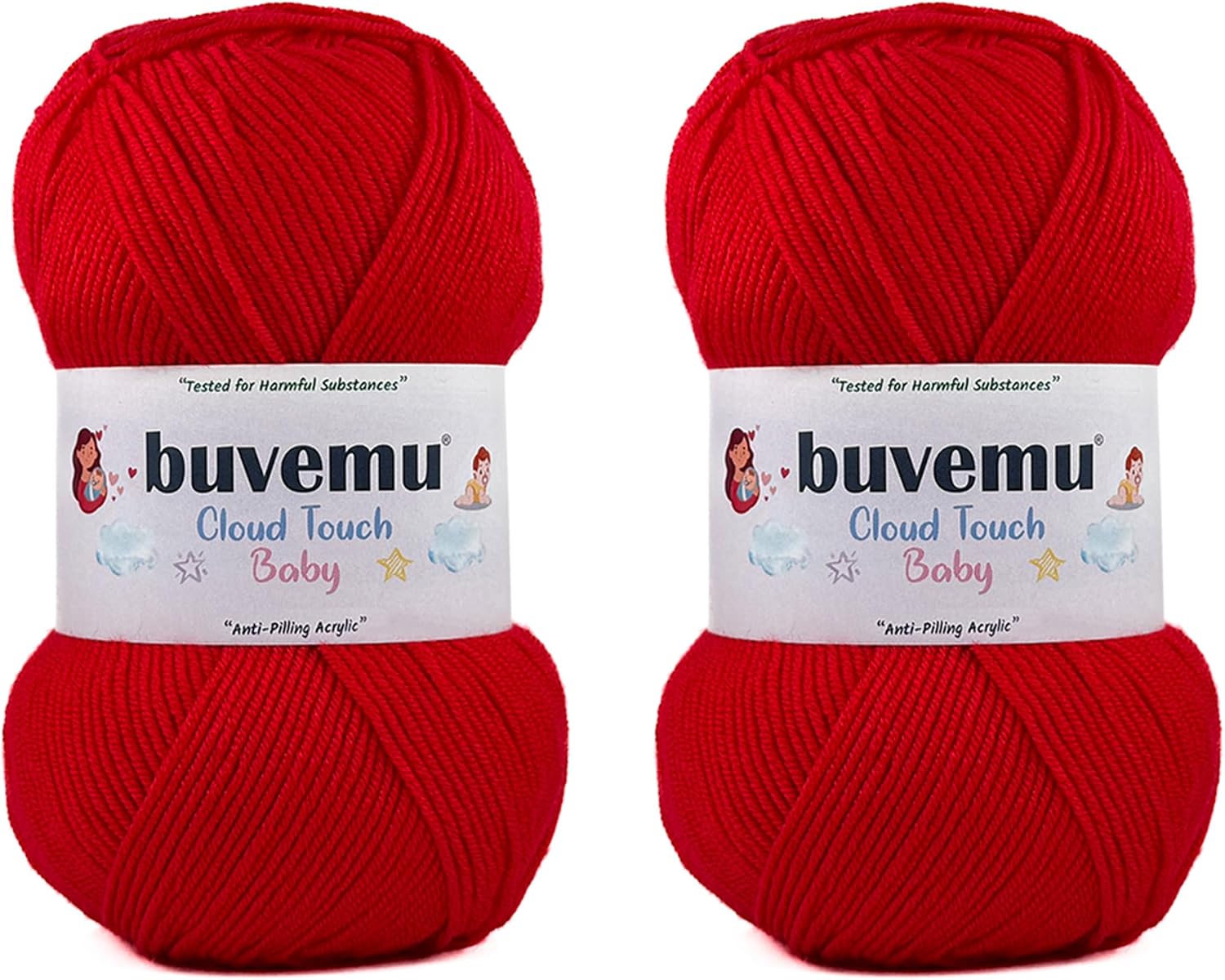 Cloud Touch Baby - DK Weight Soft Anti-Pilling Yarn for Baby Clothes, Blankets & Amigurumi Crochet & Knitting, 90% Acrylic 10% Viscose derived from Bamboo, 3.53 Oz / 262 Yards (No.4, 2 Pack)