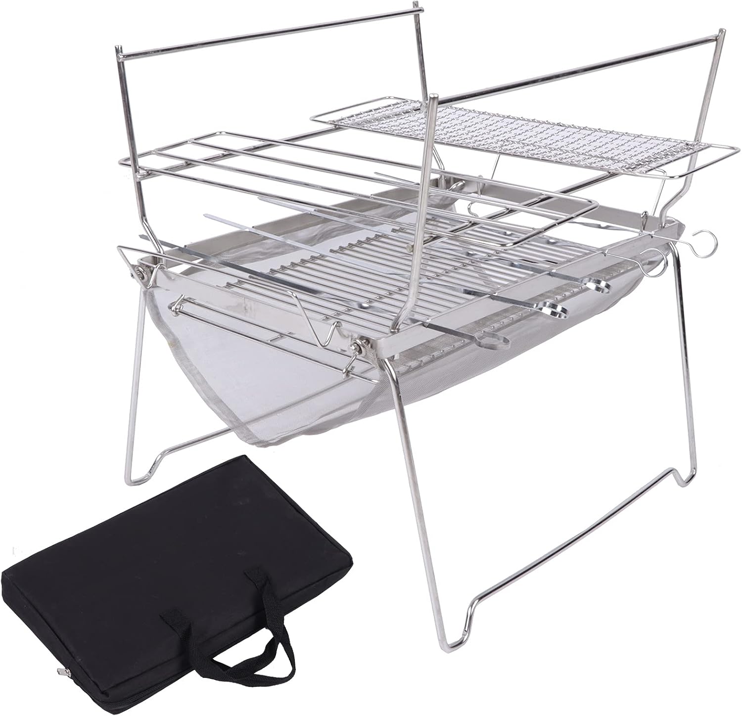 Folding Campfire Grill, Portable Camping Barbecue Grill Stainless Steel Multi Function BBQ Grill